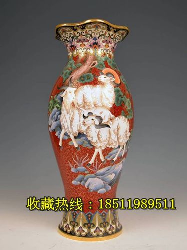 戴嘉林景泰蓝三阳开泰收藏品高端家居摆件掐丝珐琅工艺美术大师作品
